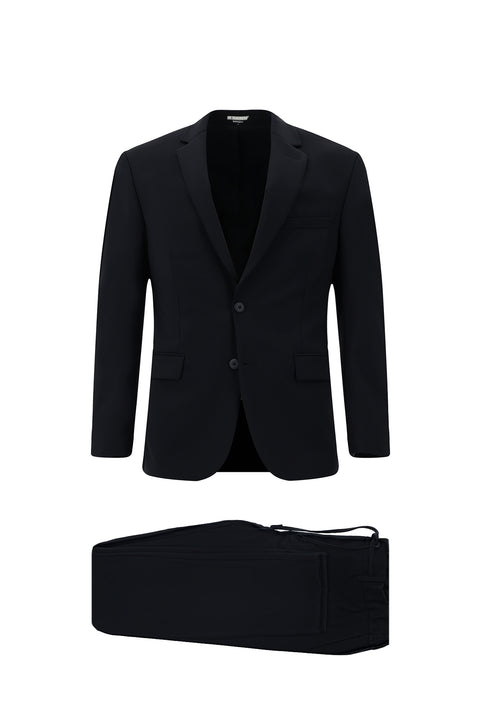 Dark Navy Techno-Line 7 Drop Super Slim Fit Extra Narrow Cut Elastic Waist Drawstring Suit with Bag and Lycra Fabric