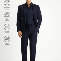 Dark Navy Techno-Line 7 Drop Super Slim Fit Extra Narrow Cut Elastic Waist Drawstring Suit with Bag and Lycra Fabric
