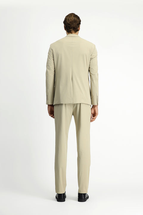 Medium Beige Techno-Line 7 Drop Super Slim Fit Extra Narrow Cut Elastic Waist Drawstring Suit with Bag and Lycra Fabric