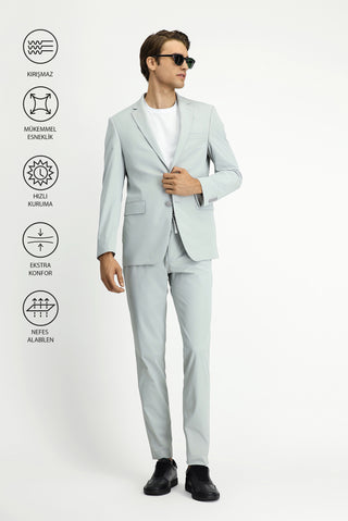  Taş Techno-Line 7 Drop Super Slim Fit Eksra Dar Kesim Beli Lastikli İpli Çantalı Likralı Takım Elbise