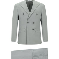 Light Grey 7 Drop Super Slim Fit Extra Narrow Cut Cotton Lyocell Double-Breasted Suit