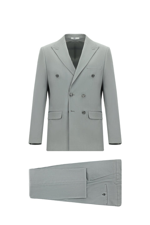 Light Grey 6 Drop Regular Fit Standard Cut Cotton Lyocell Double-Breasted Suit