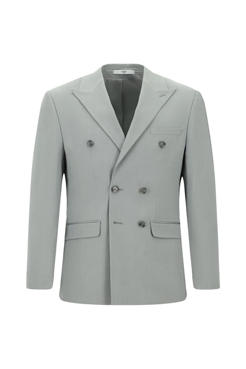 Light Grey 6 Drop Regular Fit Standard Cut Cotton Lyocell Double-Breasted Suit