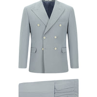 Cloud Grey 7 Drop Super Slim Fit Extra Narrow Cut Cotton Lyocell Double-Breasted Suit