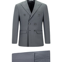 Medium Gray 7 Drop Super Slim Fit Extra Narrow Cut Cotton Lyocell Double-Breasted Suit