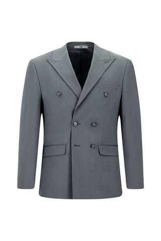  Orta Füme 7 Drop Slim Fit Dar Kesim Pamuklu Lyocell Kruvaze Takım Elbise