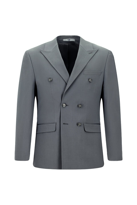 Medium Gray 6 Drop Regular Fit Standard Cut Cotton Lyocell Double-Breasted Suit