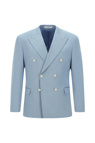  Açık Mavi 7 Drop Slim Fit Dar Kesim Pamuklu Lyocell Kruvaze Takım Elbise