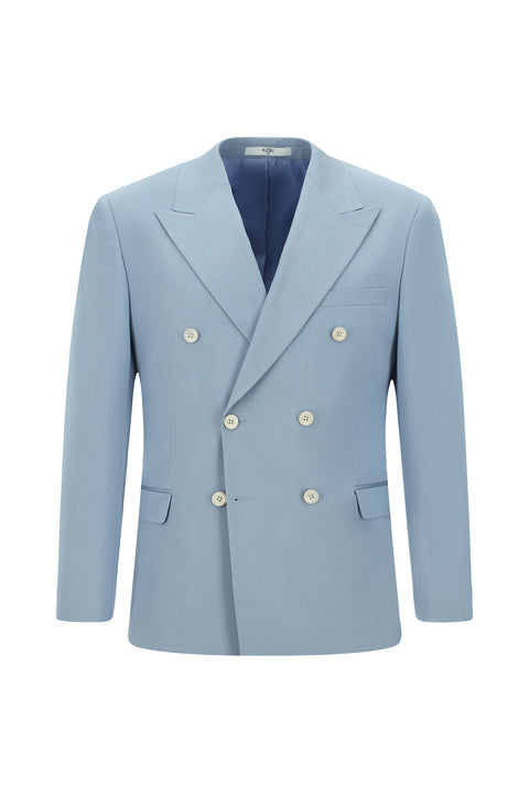 Light Blue 7 Drop Slim Fit Narrow Cut Cotton Lyocell Double-Breasted Suit