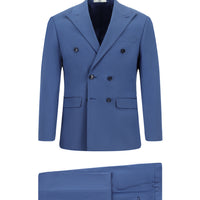 Dark Blue 6 Drop Regular Fit Standard Cut Cotton Lyocell Double-Breasted Suit