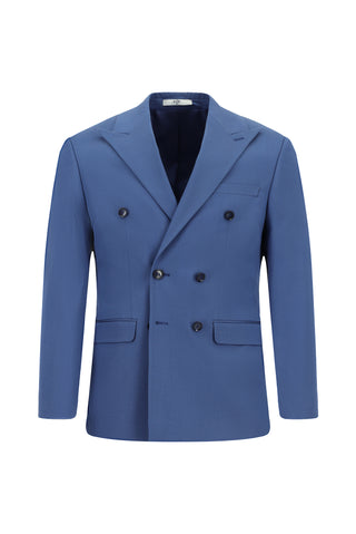  Koyu Mavi  7 Drop Slim Fit Dar Kesim Pamuklu Lyocell Kruvaze Takım Elbise