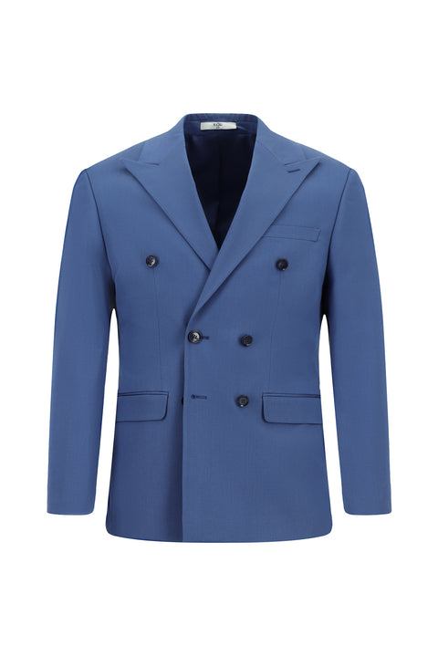Dark Blue 7 Drop Super Slim Fit Extra Narrow Cut Cotton Lyocell Double-Breasted Suit