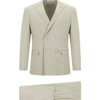 Medium Beige 6 Drop Regular Fit Standard Cut Cotton Lyocell Double-Breasted Suit