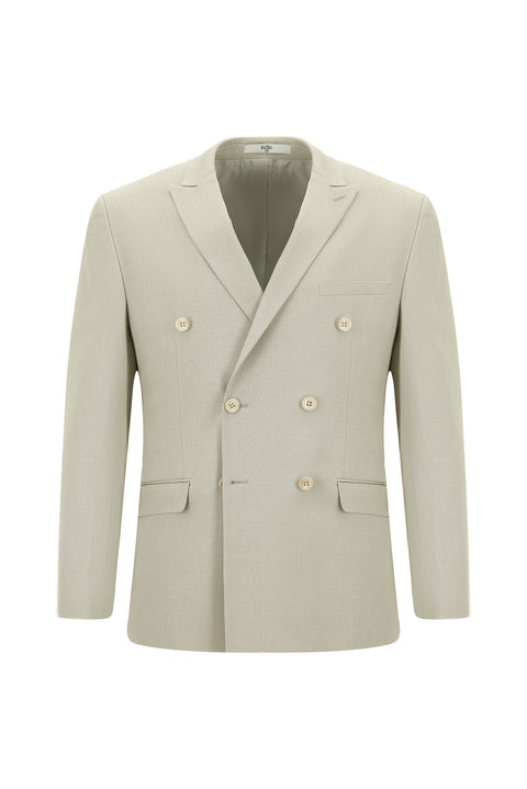 Medium Beige 6 Drop Regular Fit Standard Cut Cotton Lyocell Double-Breasted Suit