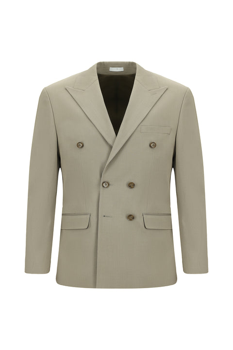 Dark Beige 6 Drop Regular Fit Standard Cut Cotton Lyocell Double-Breasted Suit