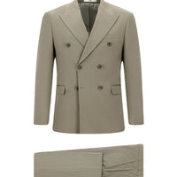 Light Khaki 6 Drop Regular Fit Standard Cut Cotton Lyocell Double-Breasted Suit