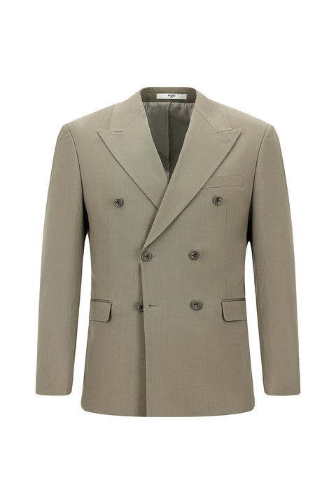 Açık Haki 7 Drop Super Slim Fit Eksra Dar Kesim Pamuklu Lyocell Kruvaze Takım Elbise