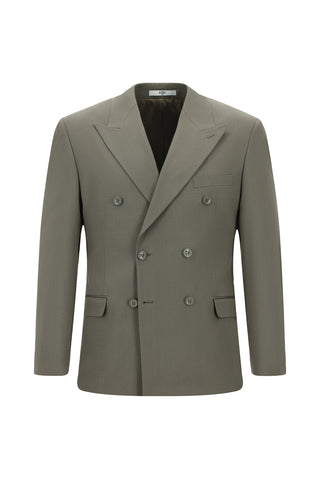  Koyu Haki 7 Drop Slim Fit Dar Kesim Pamuklu Lyocell Kruvaze Takım Elbise