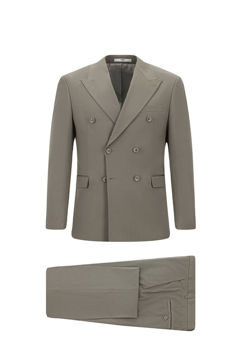 Dark Mink 6 Drop Regular Fit Standard Cut Cotton Lyocell Double-Breasted Suit