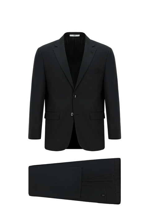 Black 7 Drop Slim Fit Narrow Cut Cotton Lyocell Suit