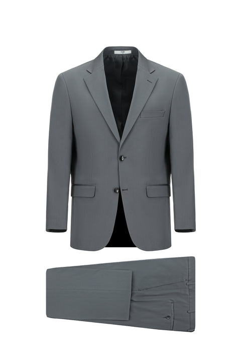 Orta Füme 7 Drop Slim Fit Dar Kesim Pamuklu Lyocell Takım Elbise