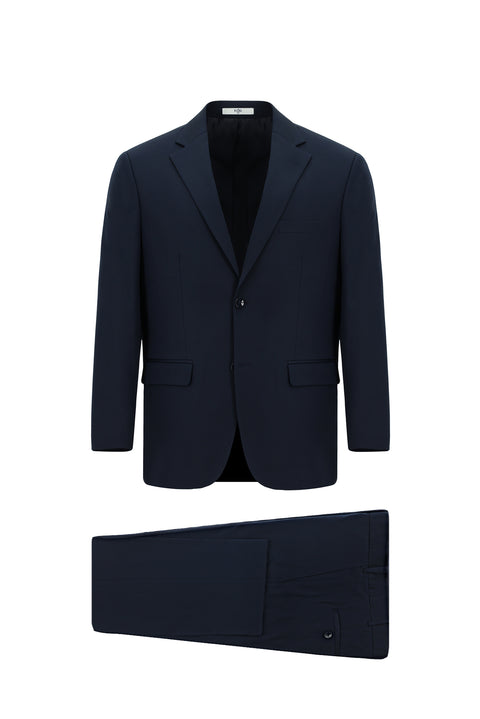Dark Navy 4-Drop Relaxed Fit Cotton Lyocell Suit