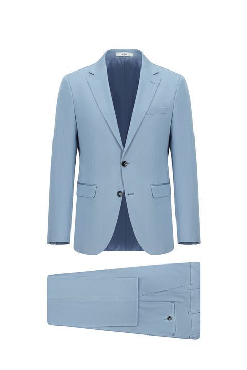 Light Blue 4 Drop Relaxed Fit Cotton Lyocell Suit