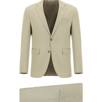 Medium Beige 7 Drop Slim Fit Narrow Cut Cotton Lyocell Suit