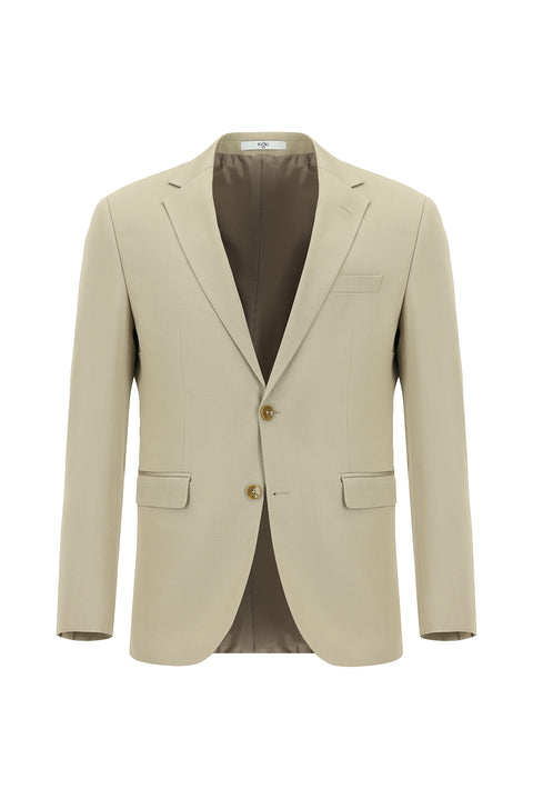 Medium Beige 7 Drop Slim Fit Narrow Cut Cotton Lyocell Suit