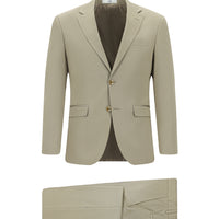 Dark Beige 7 Drop Slim Fit Narrow Cut Cotton Lyocell Suit