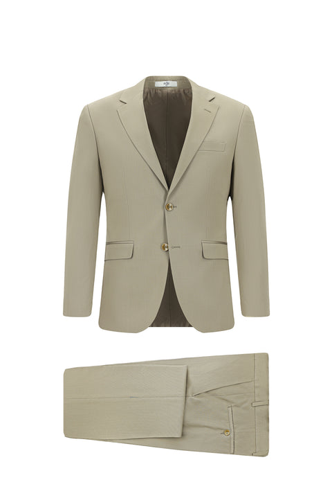 Dark Beige 4-Drop Relaxed Fit Cotton Lyocell Suit