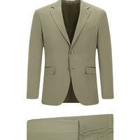 Açık Haki 7 Drop Slim Fit Dar Kesim Pamuklu Lyocell Takım Elbise