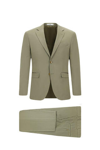  Açık Haki 7 Drop Slim Fit Dar Kesim Pamuklu Lyocell Takım Elbise