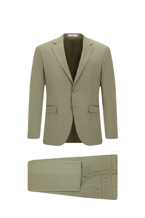 Light Khaki 4-Drop Relaxed Fit Cotton Lyocell Suit