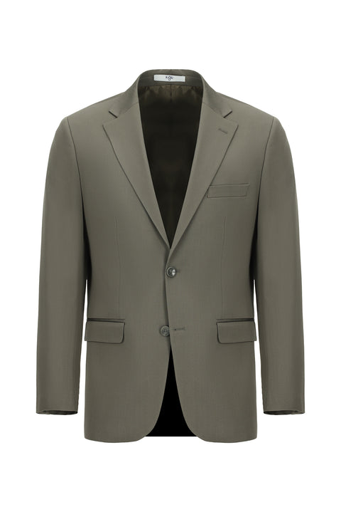 Dark Khaki 7 Drop Slim Fit Narrow Cut Cotton Lyocell Suit