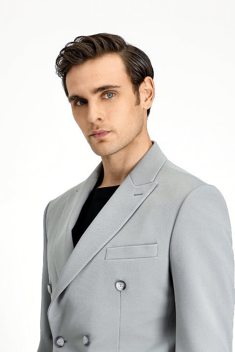 Light Grey 6 Drop Regular Fit Standard Cut Seasonal Double-Breasted Suit