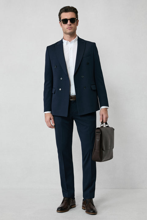 Dark Navy 7 Drop Slim Fit Narrow Cut Seasonal Double-Breasted Suit