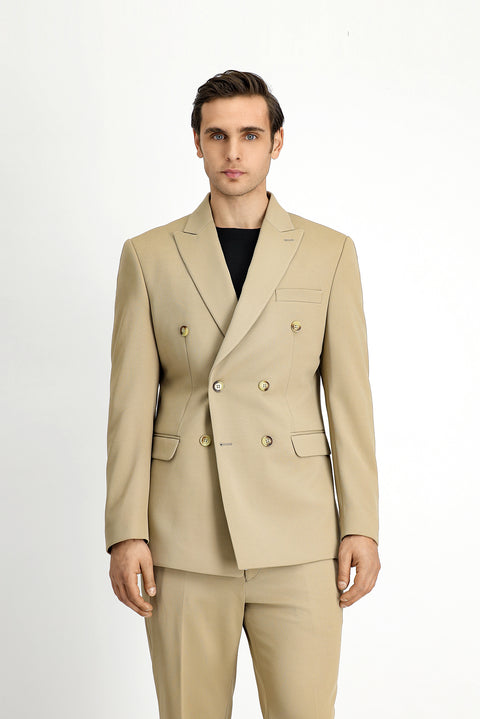 Light Beige 6 Drop Regular Fit Standard Cut Seasonal Double-Breasted Suit