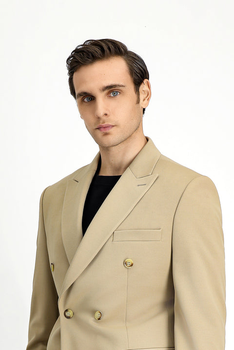 Light Beige 7 Drop Slim Fit Narrow Cut Seasonal Double-Breasted Suit