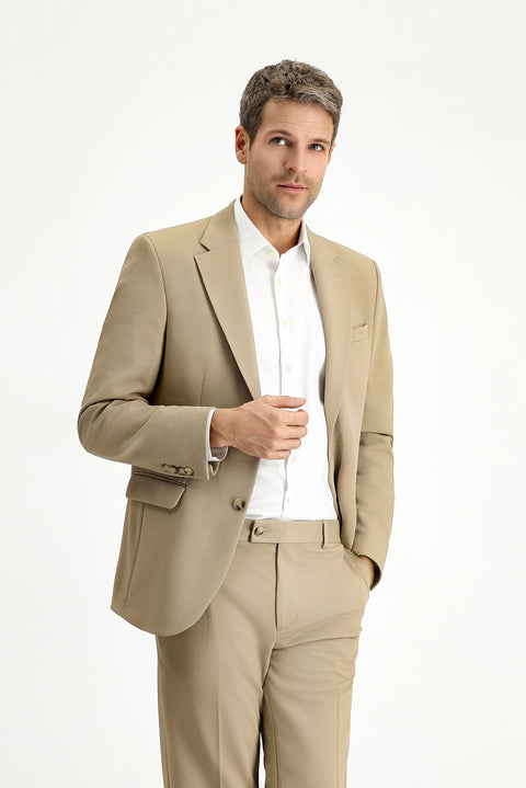 Light Beige 4-Drop Relaxed Fit Casual Seasonal Suit