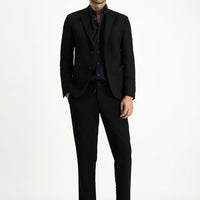 Black 7 Drop Super Slim Fit Extra Narrow Cut Seasonal Suit with Elastic Waist Drawstring