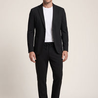 Black 7 Drop Super Slim Fit Extra Narrow Cut Seasonal Suit with Elastic Waist Drawstring