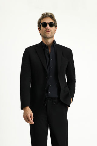  Siyah 7 Drop Super Slim Fit Ekstra Dar Kesim Mevsimlik Beli Lastikli İpli Takım Elbise