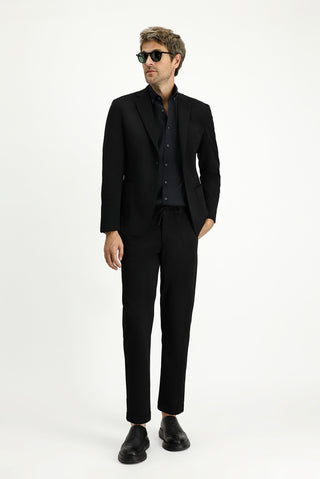  Siyah 7 Drop Super Slim Fit Ekstra Dar Kesim Mevsimlik Beli Lastikli İpli Takım Elbise