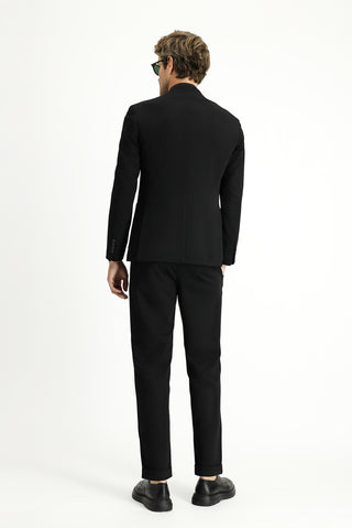  Siyah 7 Drop Super Slim Fit Ekstra Dar Kesim Mevsimlik Beli Lastikli İpli Takım Elbise