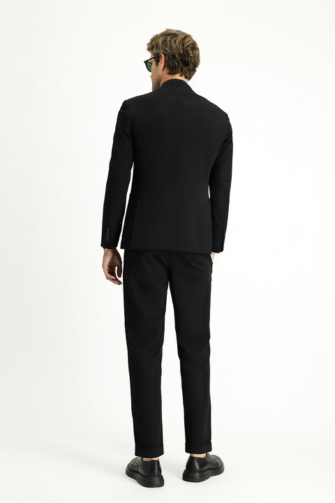 Black 7 Drop Super Slim Fit Extra Narrow Cut Seasonal Suit with Elastic Waist Drawstring