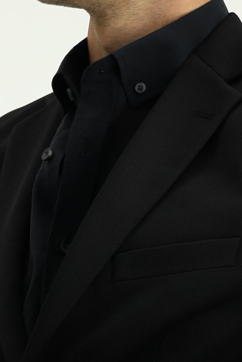 Black 7 Drop Super Slim Fit Extra Narrow Cut Seasonal Suit with Elastic Waist Drawstring