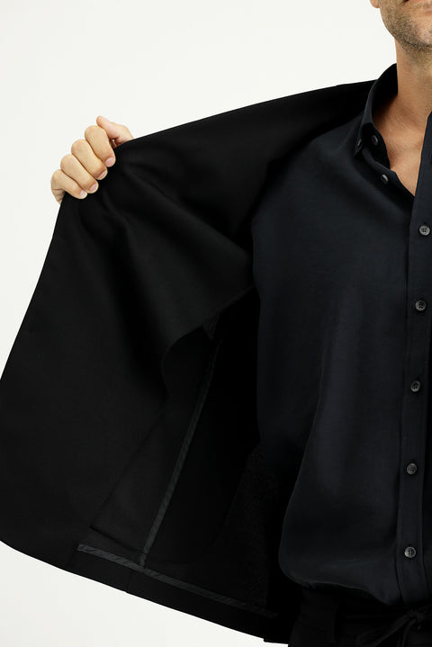 Black 7 Drop Super Slim Fit Extra Narrow Cut Seasonal Suit with Elastic Waist Drawstring