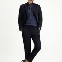 Dark Navy 7 Drop Super Slim Fit Extra Narrow Cut Seasonal Suit with Elastic Waist and Drawstring