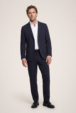  Koyu Lacivert 7 Drop Super Slim Fit Ekstra Dar Kesim Mevsimlik Beli Lastikli İpli Takım Elbise